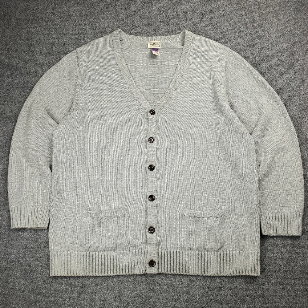 LL Bean Cardigan Sweater Mens 2XLT Tall Button Up Grandpa Preppy Academia Gray